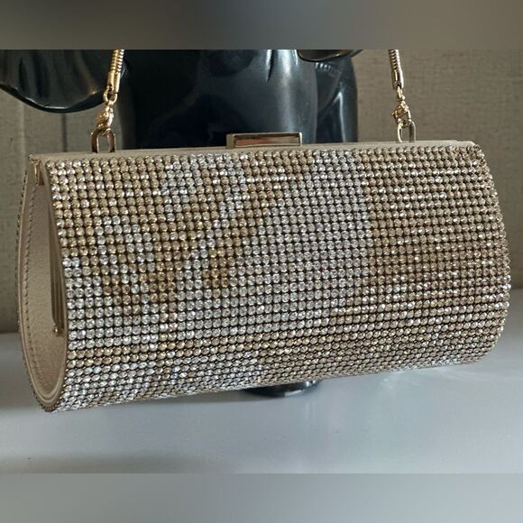 Genuine Swarovski Bag Authentic Swarovski Gold Clutch. - Picture 10 of 17